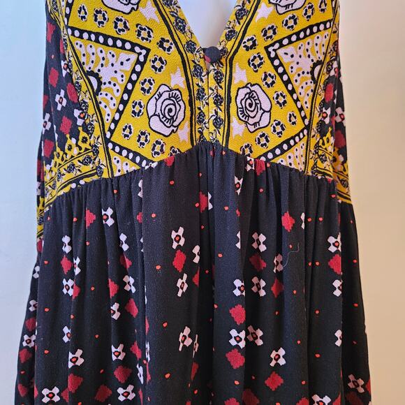 Free People Charlotte Sleeveless Top Size L Mixed Print Tunic Boho Festival - Picture 4 of 10